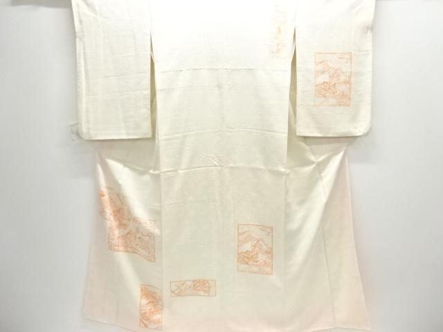 JAPANESE KIMONO / HOMONGI / SILK / HAND WOVEN TSUMUGI / SHIKISHI & PEOPLE IN THE PAST